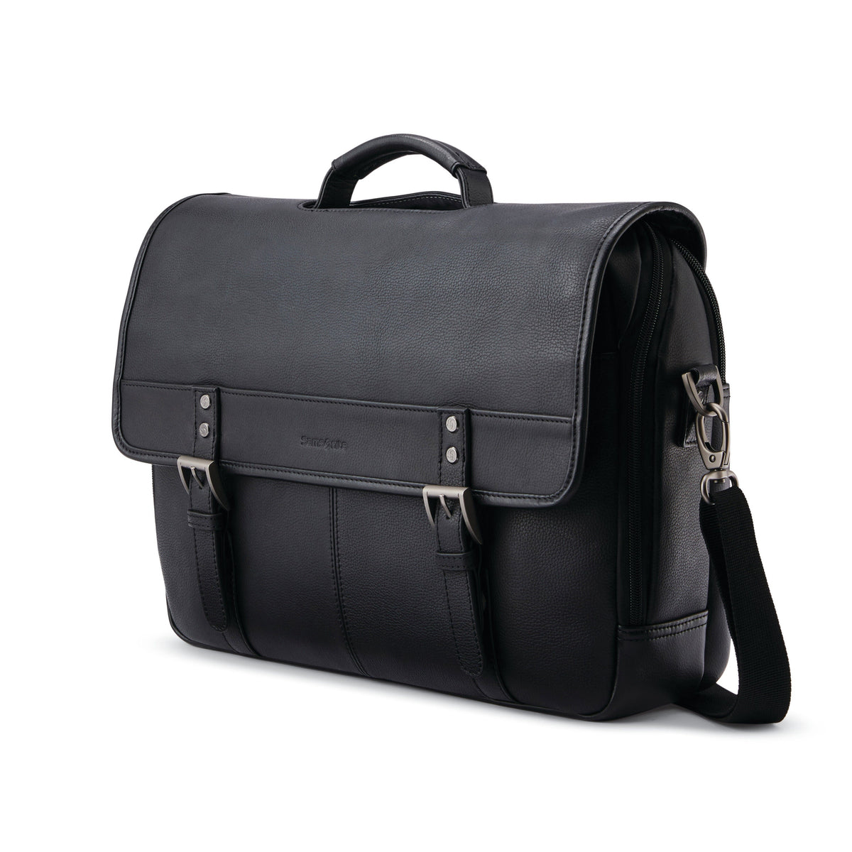 Samsonite Classic Leather Flapover in the color Black.