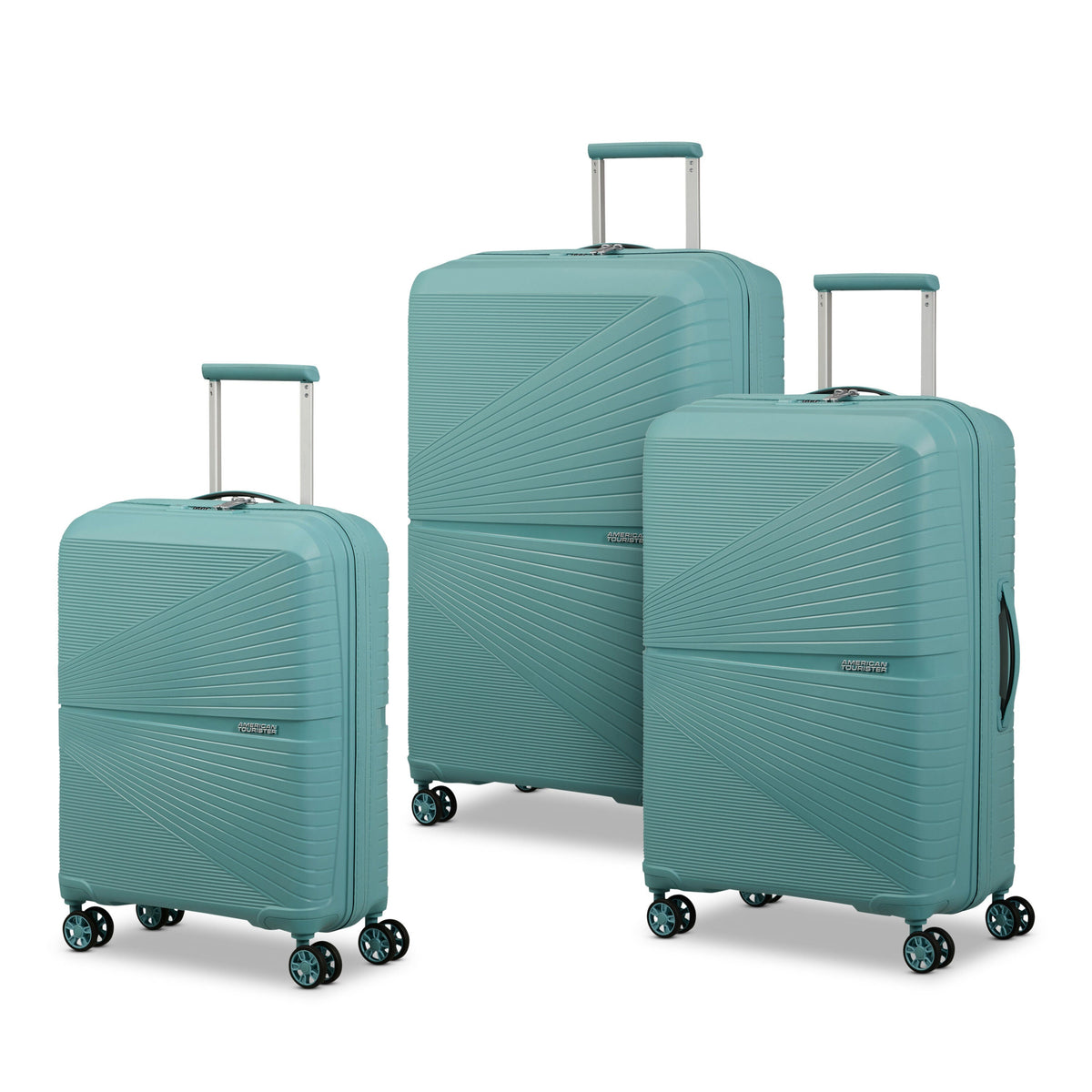 American Tourister Airconic 3 Piece Set in the color Dusty Turquoise.