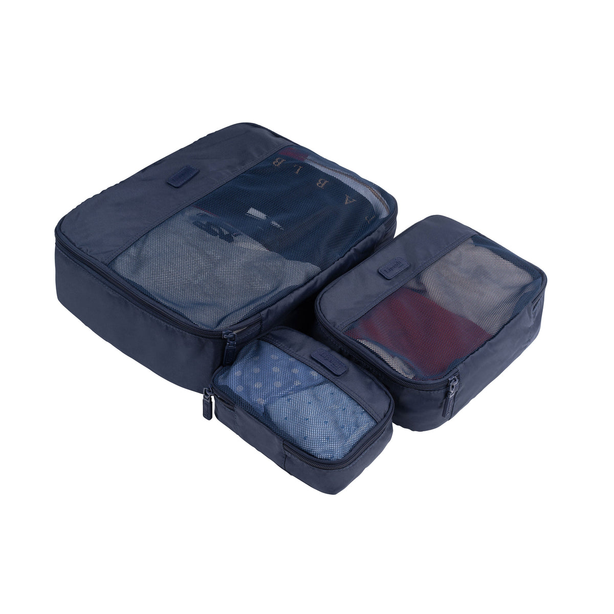 Lipault Travel Accessories 3 Piece Packing Cubes in the color Navy.