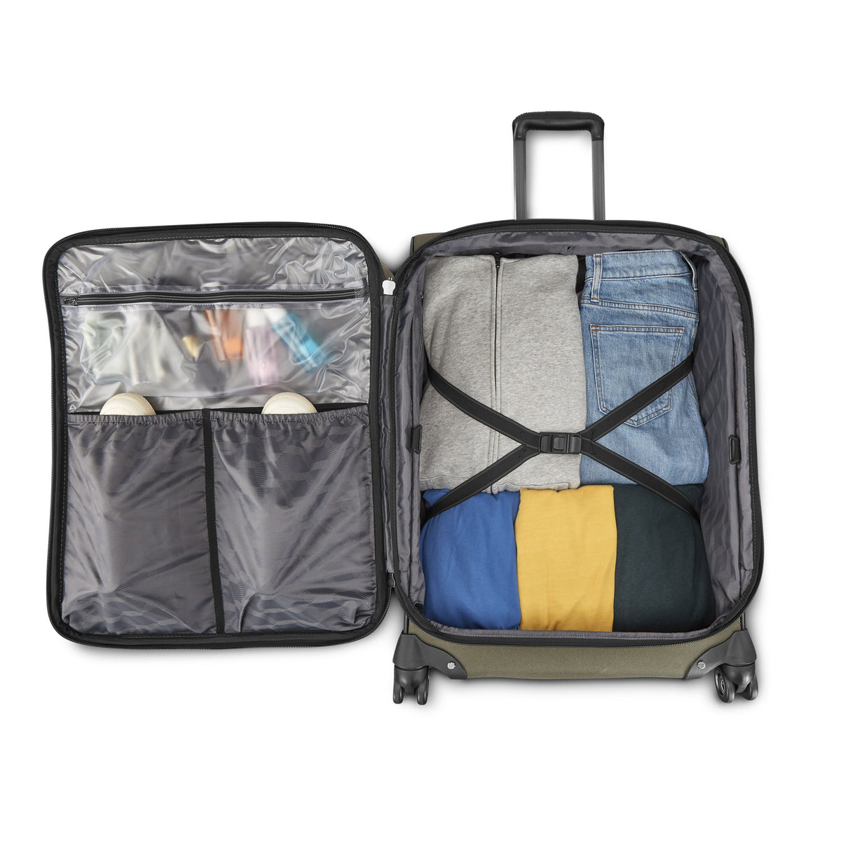 American Tourister Cargo Max SoftSide Spinner Medium in the color Olive Green.