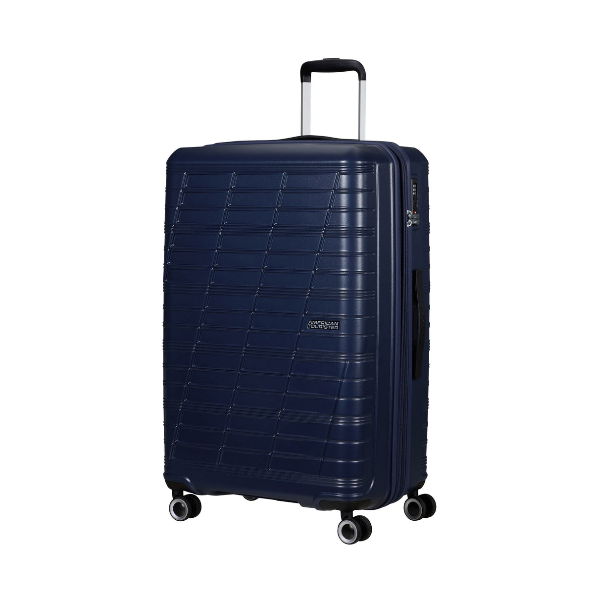 American Tourister Surftime Spinner 3 Piece Set (CO/M/L) in the color Metallic Blue.