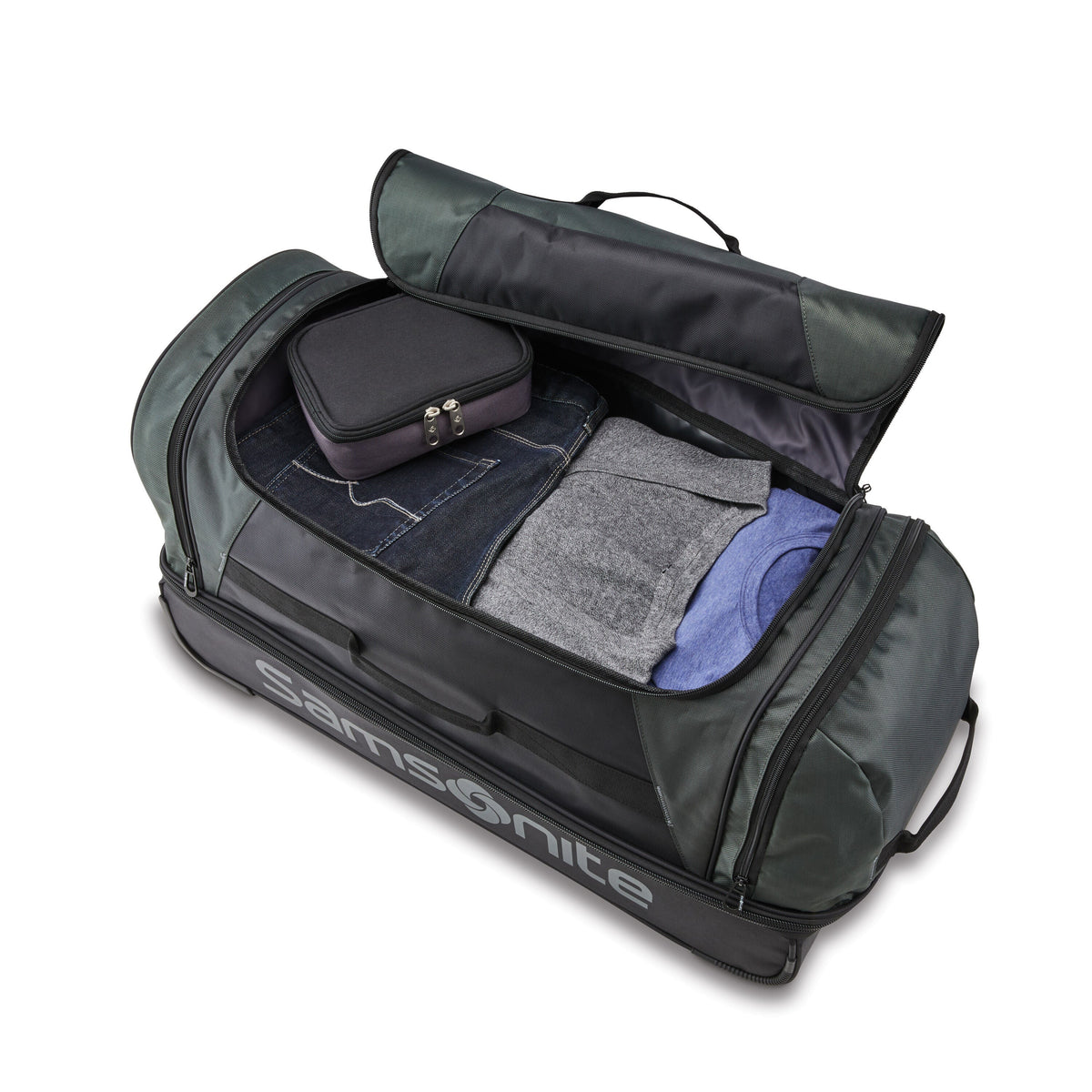 Samsonite Andante 2 Wheeled Duffle 32" in the color Riverrock/Black.
