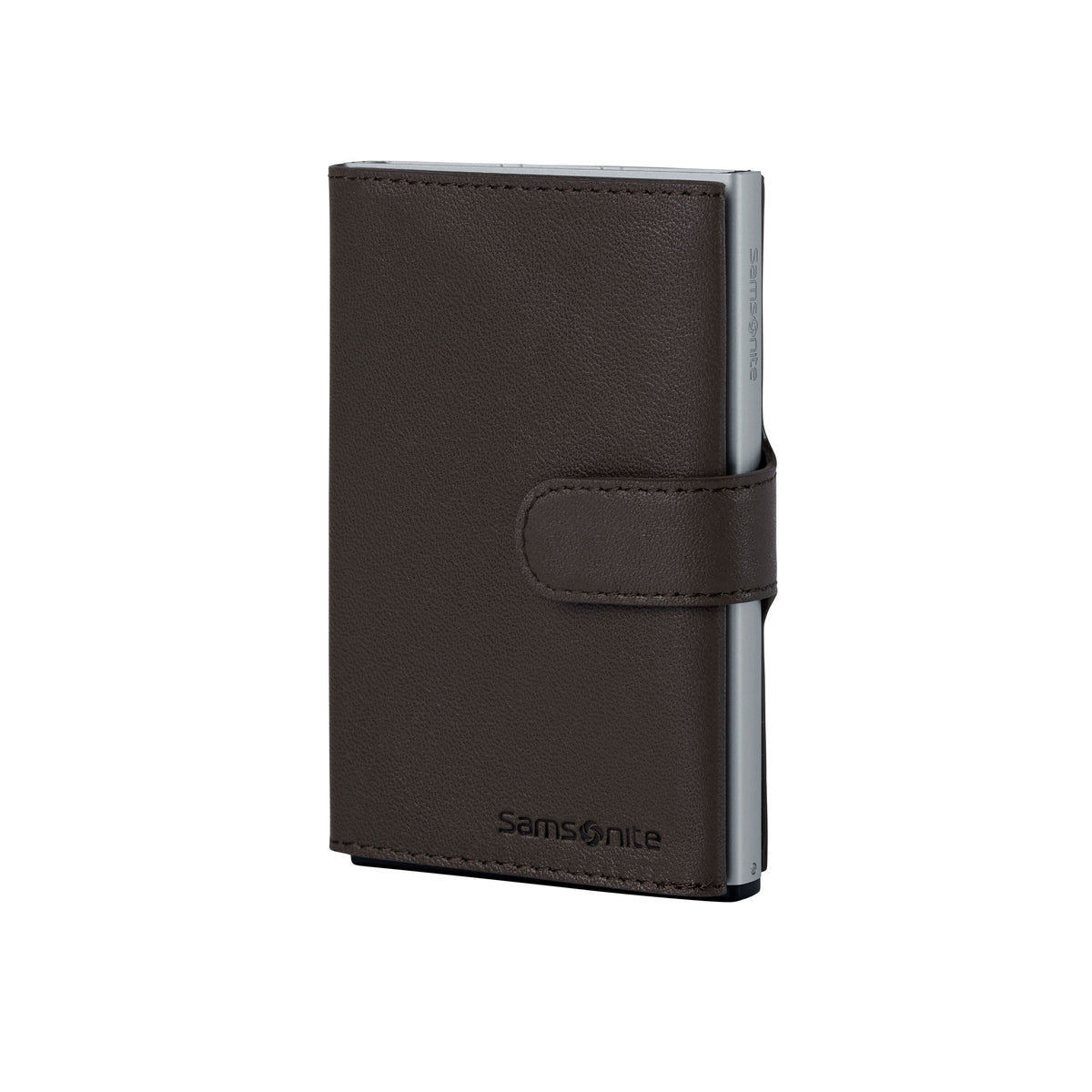 Alufit Slide-Up Wallet in the color Dark Brown.