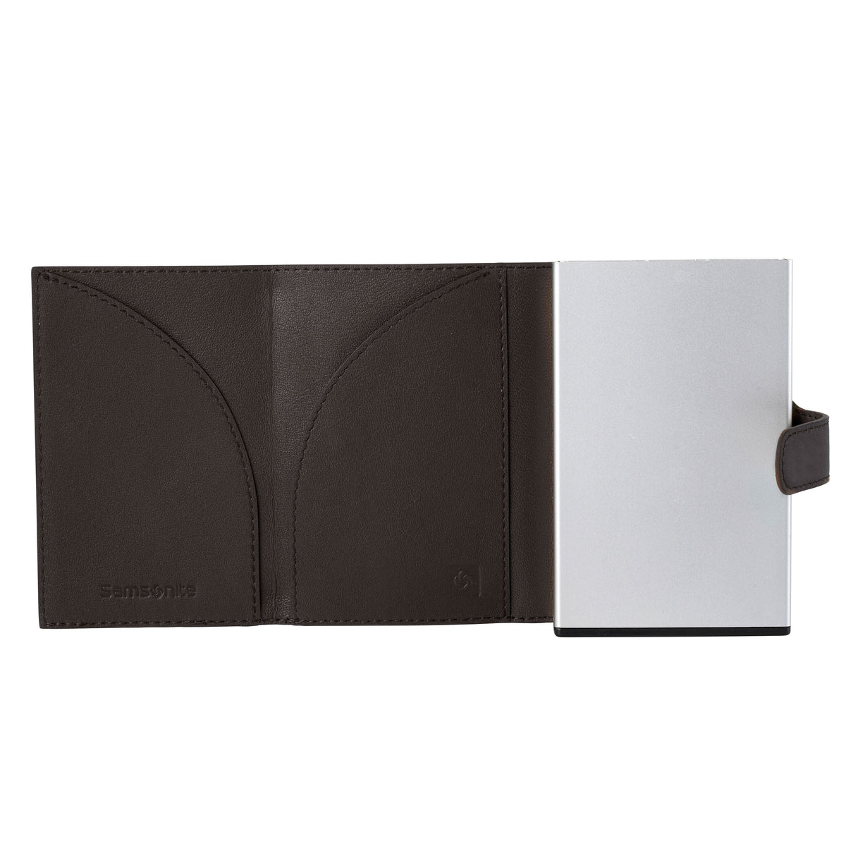 Alufit Slide-Up Wallet in the color Dark Brown.