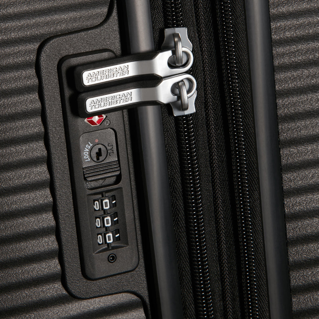 American Tourister Curio Spinner Medium in the color Bass Black.